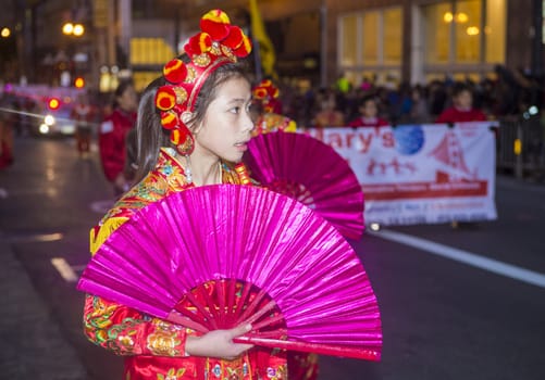 SAN FRANCISCO - FEB 15 : An unidentified participants at the Chinese New Year Parade in San Francisco , California on February 15 2014 , It is the largest Asian event in North America 