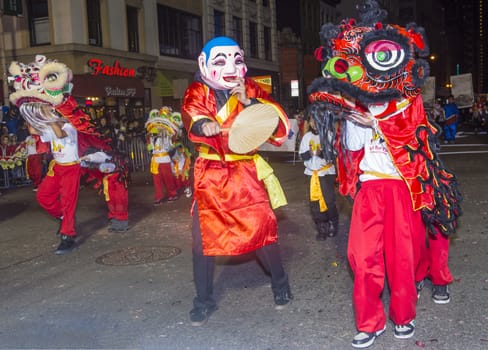 SAN FRANCISCO - FEB 15 : An unidentified participants in a Lion dance at the Chinese New Year Parade in San Francisco , California on February 15 2014 , It is the largest Asian event in North America 