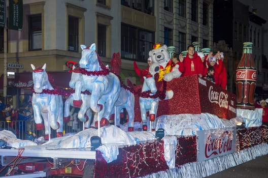 SAN FRANCISCO - FEB 15 : A parade float at the Chinese New Year Parade in San Francisco , California on February 15 2014 , It is the largest Asian event in North America 