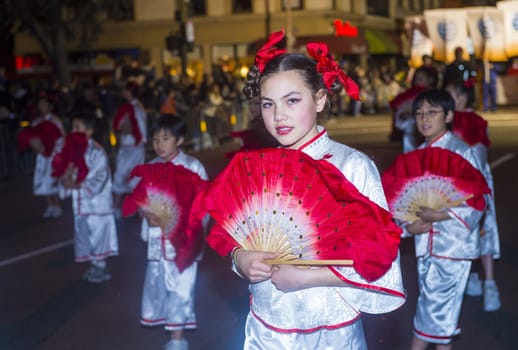 SAN FRANCISCO - FEB 15 : An unidentified participants at the Chinese New Year Parade in San Francisco , California on February 15 2014 , It is the largest Asian event in North America 