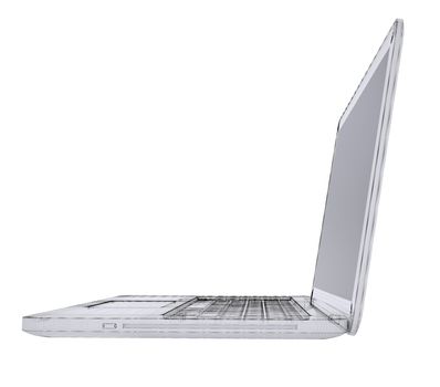 Laptop. Wire frame. Isolated render on a white background