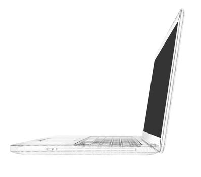 Laptop. Wire frame. Isolated render on a white background