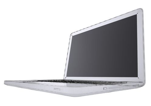 Laptop. Wire frame. Isolated render on a white background