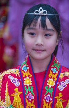 SAN FRANCISCO - FEB 15 : Unidentified dress up children performing during the Chinese New Year Parade in San Francisco , California on February 15 2014 , It is the largest Asian event in North America 