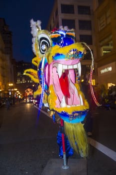 SAN FRANCISCO - FEB 15 : An unidentified participant in a Dragon dance at the Chinese New Year Parade in San Francisco , California on February 15 2014 , It is the largest Asian event in North America 