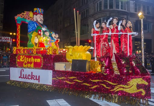 SAN FRANCISCO - FEB 15 : A parade float at the Chinese New Year Parade in San Francisco , California on February 15 2014 , It is the largest Asian event in North America 