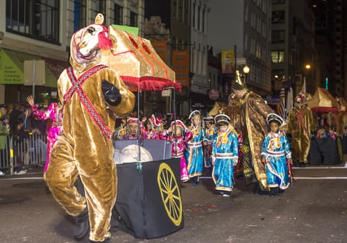 SAN FRANCISCO - FEB 15 : An unidentified participants at the Chinese New Year Parade in San Francisco , California on February 15 2014 , It is the largest Asian event in North America 