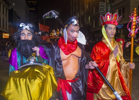 SAN FRANCISCO - FEB 15 : An unidentified participants at the Chinese New Year Parade in San Francisco , California on February 15 2014 , It is the largest Asian event in North America 