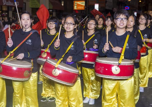 SAN FRANCISCO - FEB 15 : An unidentified participants at the Chinese New Year Parade in San Francisco , California on February 15 2014 , It is the largest Asian event in North America 