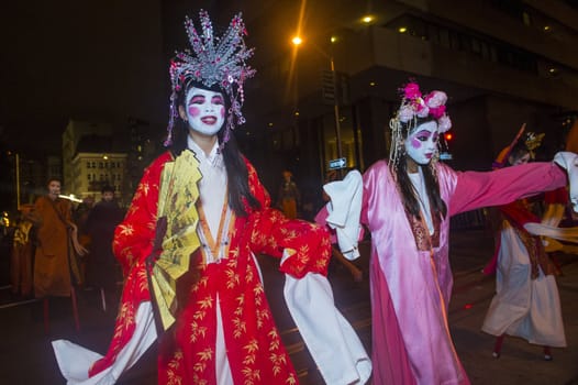 SAN FRANCISCO - FEB 15 : An unidentified participants at the Chinese New Year Parade in San Francisco , California on February 15 2014 , It is the largest Asian event in North America 