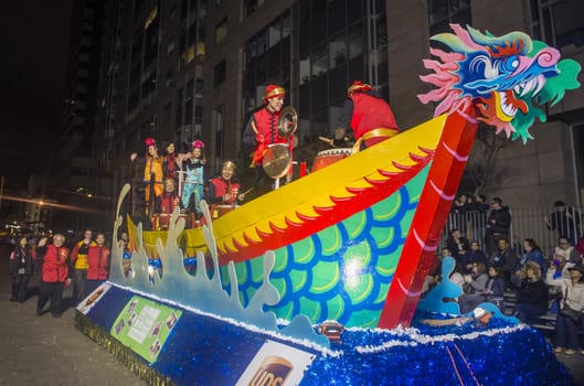 SAN FRANCISCO - FEB 15 : A parade float at the Chinese New Year Parade in San Francisco , California on February 15 2014 , It is the largest Asian event in North America 