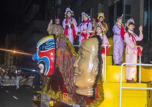 SAN FRANCISCO - FEB 15 : A parade float at the Chinese New Year Parade in San Francisco , California on February 15 2014 , It is the largest Asian event in North America 