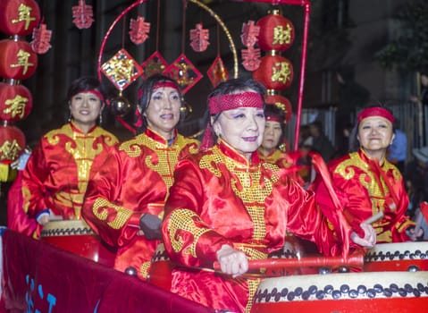 SAN FRANCISCO - FEB 15 : An unidentified participants at the Chinese New Year Parade in San Francisco , California on February 15 2014 , It is the largest Asian event in North America 