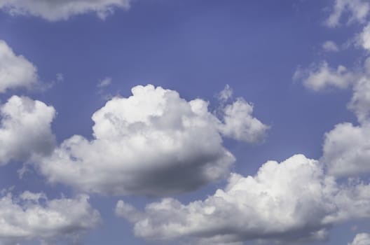 Fluffy cumulus clouds against blue sky