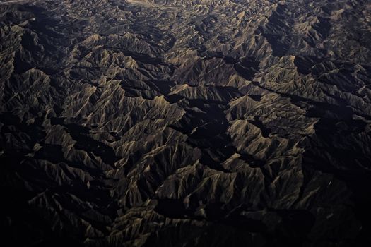 Other-worldly landscape shot from an airplane somewhere in the Philippines