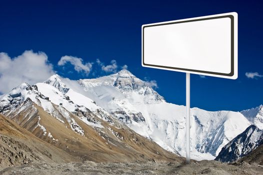 Blank billboard on mountain everest.
