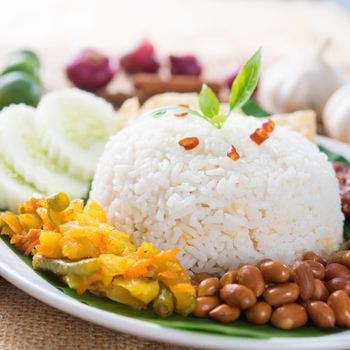 Nasi lemak traditional malaysian spicy rice dish