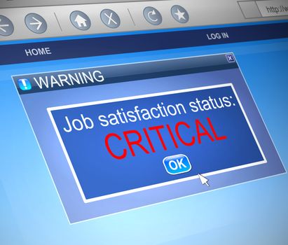 Illustration depicting a computer dialogue box with a job satisfaction concept.
