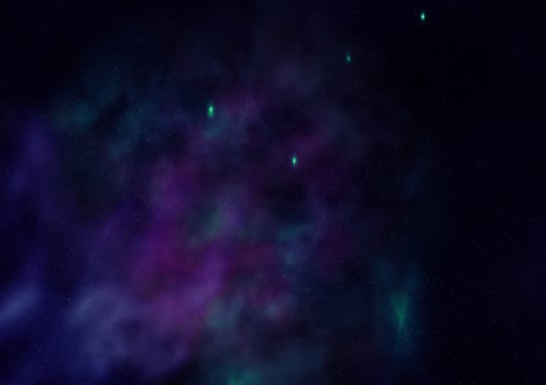 Star field in space, a nebulae and a gas congestion.