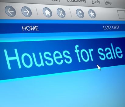 Illustration depicting a computer screen capture with a houses for sale concept.