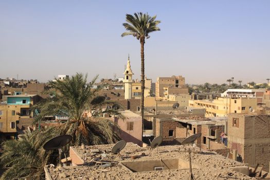 Luxor town in the morning from the roof