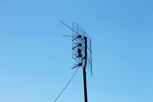 Television antenna for home TV in blue sky