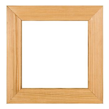 Wooden picture frame, on white background, with clipping path
