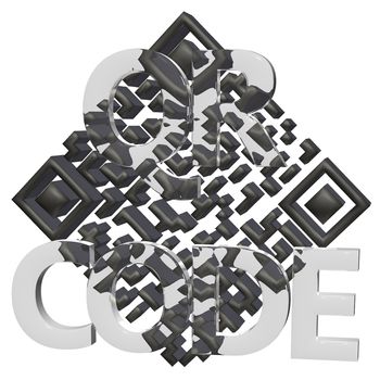 Abstract example of a three-dimensional QR code as a background