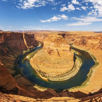 Famous Horseshoe Bend meander of Colorado River in Glen Canyon 