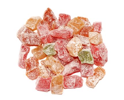 Multicolored Turkish Delight closeup isolated