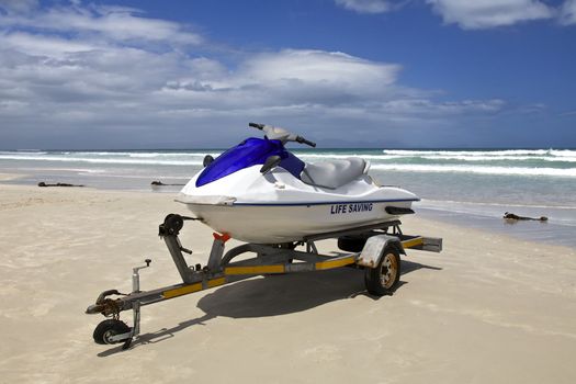 Jet ski parked at the beach in Cape Town, South Africa