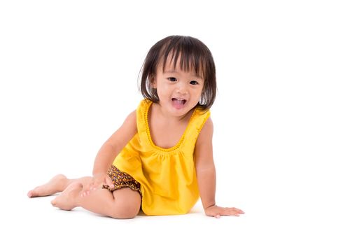 happy childhood concept in the studio isolated on white background