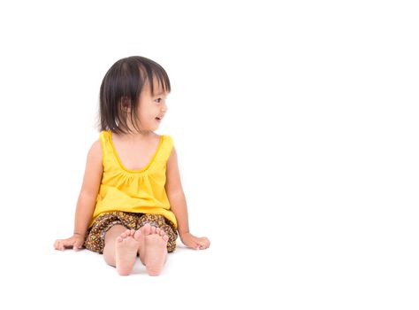 happy childhood concept in the studio isolated on white background