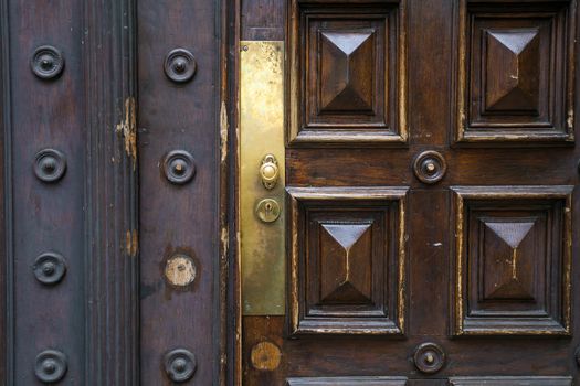 Detail of a typical wood house door in Vienna