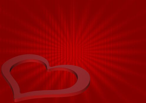 Abstract red wave background with red heart