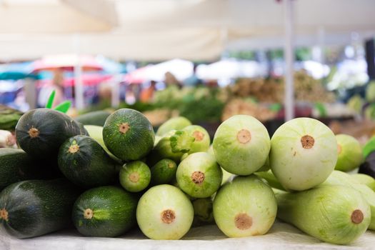 Market stall with variety of organic vegetable.