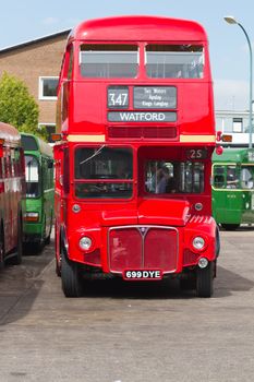 Preserved London Transport Routemaster bus no. RM1699 waits at Hemel Hempstead during a preserved bus running day on August 21 2011.