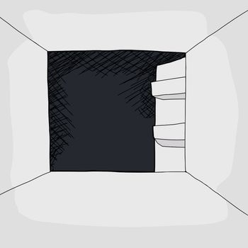 Cartoon of empty refrigerator with open door