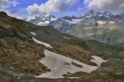 Beautiful  Alpine mountain view on  Swiss Alps 