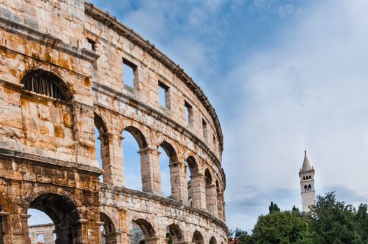 Roman amphitheatre (Arena) in Pula. It was constructed in 27 BC - 68 AD and is among six largest surviving Roman arenas in the World. Pula Arena is best preserved ancient monument in Croatia.