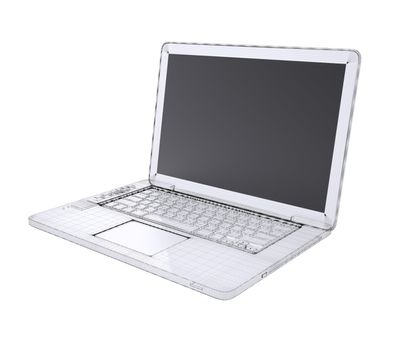 Laptop. Wire frame. Isolated render on a white background