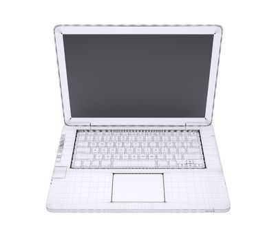 Laptop. Wire frame. Isolated render on a white background