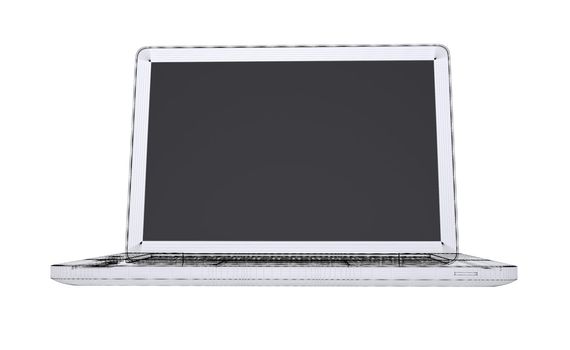 Laptop. Wire frame. Isolated render on a white background