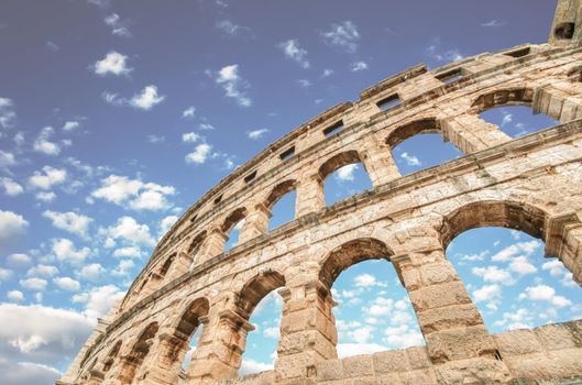 Roman amphitheatre (Arena) in Pula. It was constructed in 27 BC - 68 AD and is among six largest surviving Roman arenas in the World. Pula Arena is best preserved ancient monument in Croatia.