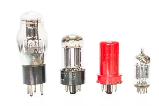 Vacuum electronic preamplifier tubes. Isolated image on white background