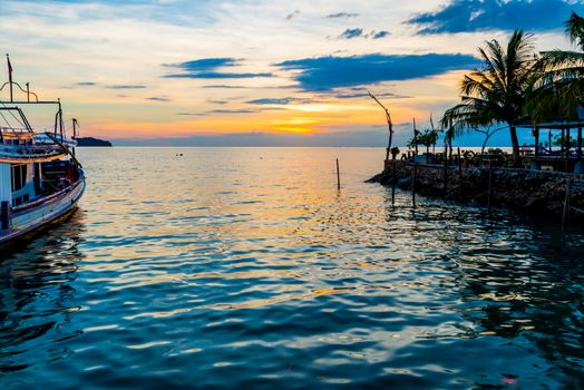 Tropical beach at sunset - nature background