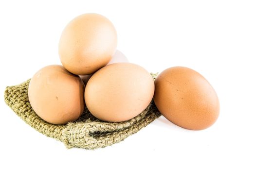 Fresh Egg With Burlap Sack Harvest on with background.