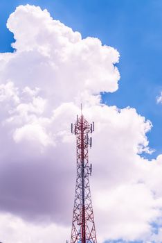 Telecommunications antenna for radio, television and telephony whit cloud and Blue sky