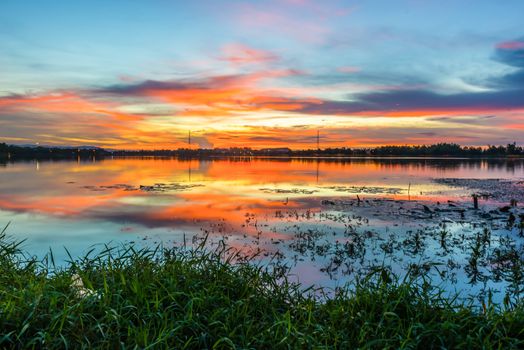 sunset landscape image in thailand.