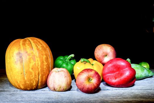 still life Vegetables, Herbs and Fruit as ingredients in cooking.